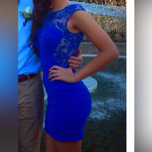 La Femme Short Cocktail Dress Royal Blue Size 2 - Picture 6 of 6